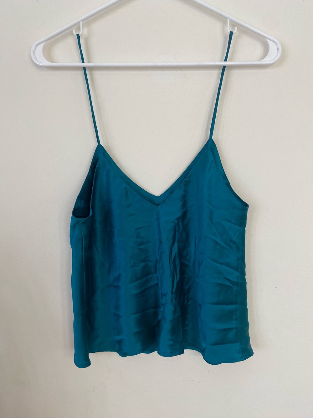 Frederick's of Hollywood Teal Satin V-Neck Spaghetti Strap Camisole